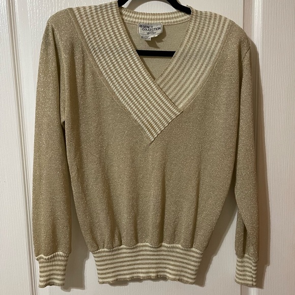 Vintage Regency Collection For Joyce Retro Sparkle Gold Sweater Size Medium - Picture 1 of 7